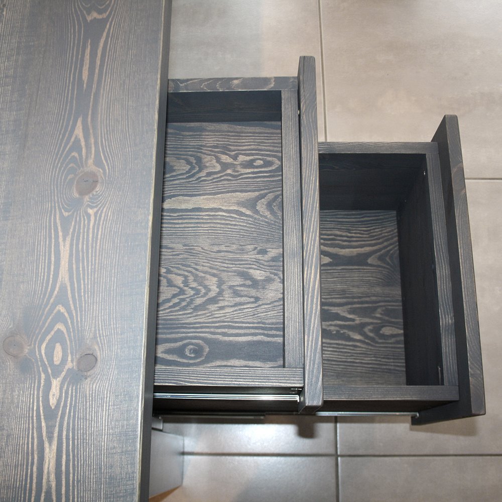 Mac&Wood Grey Desk draws close up Mac&Wood Grey Desk draws close up